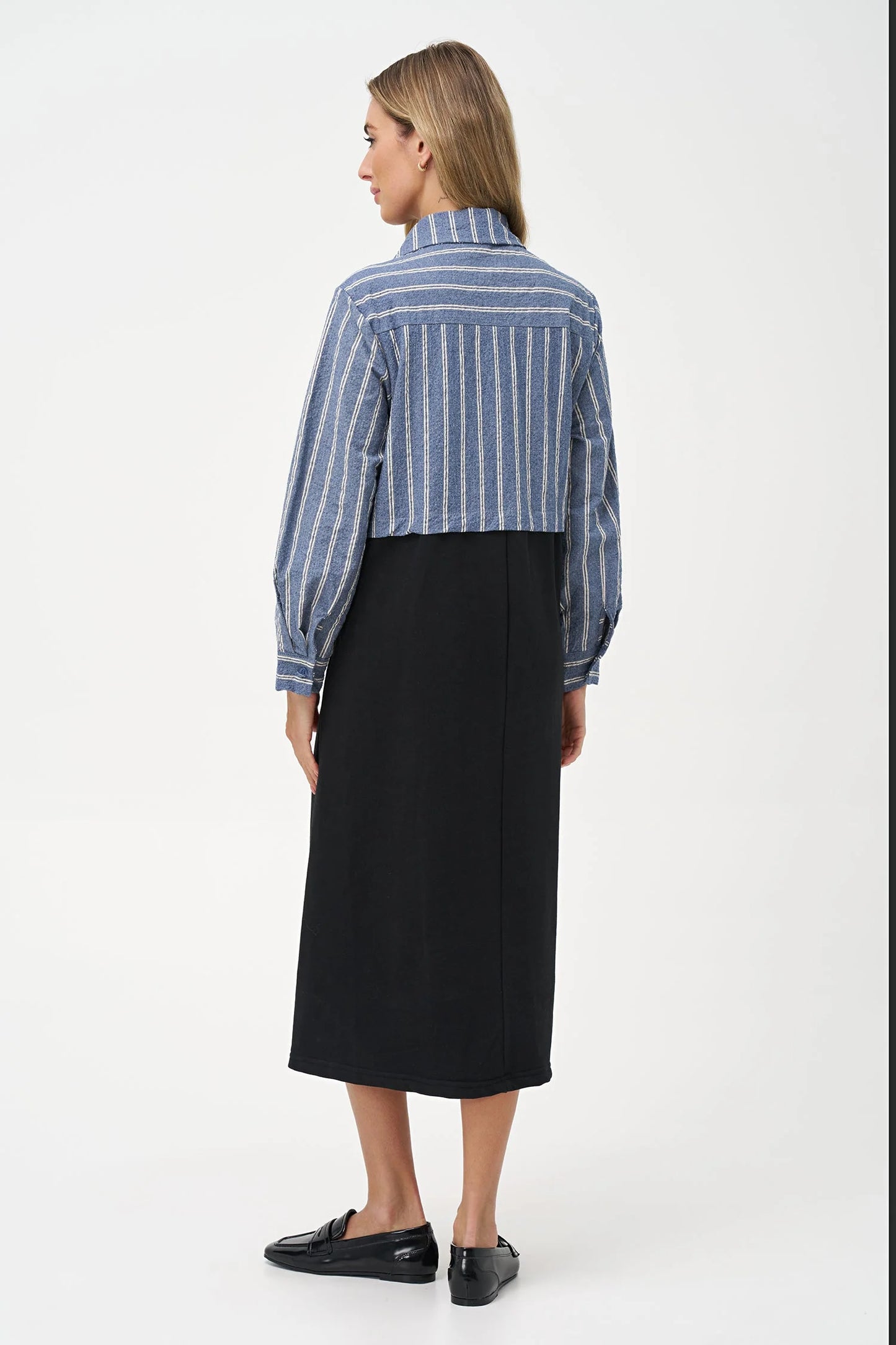 M Made In Italy Knit Combo Long Sleeve Dress