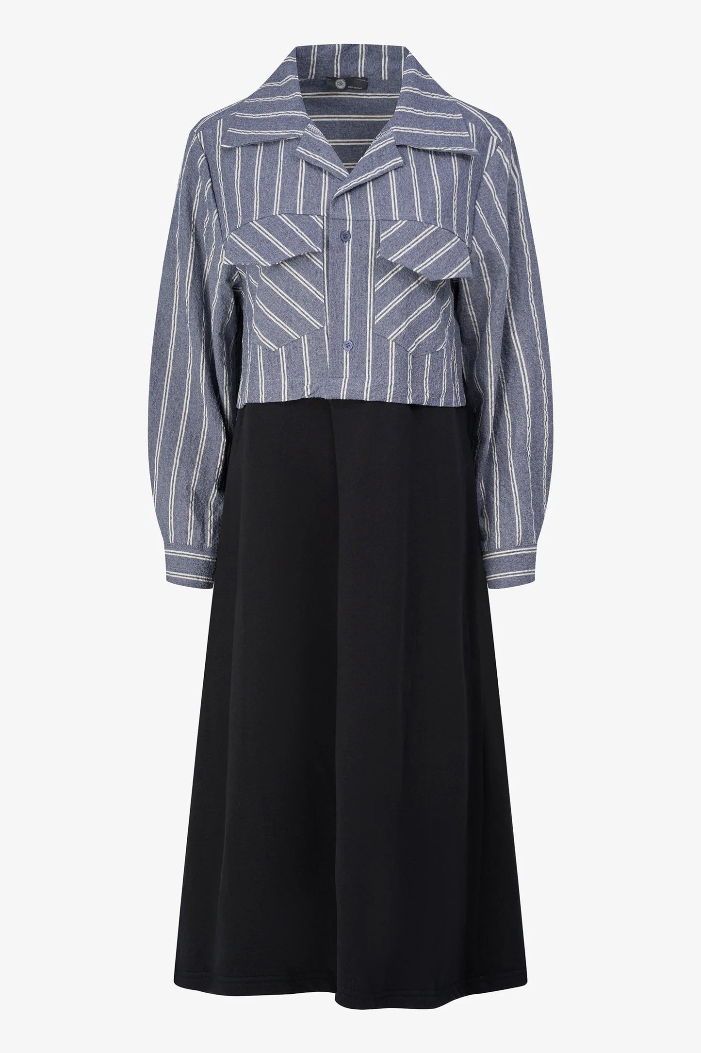 M Made In Italy Knit Combo Long Sleeve Dress