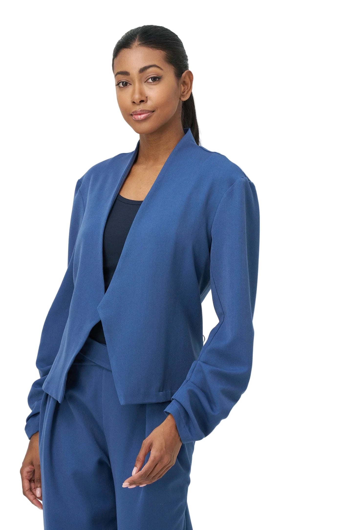 M Made In Italy Open Woven Long Sleeve Blazer