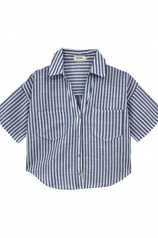 Sweewe Paris Stripe Cropped Button-Down