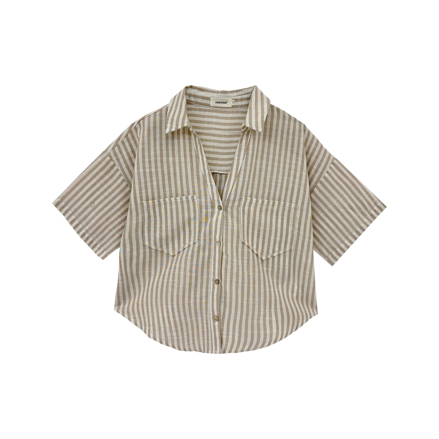 Sweewe Paris Stripe Cropped Button-Down