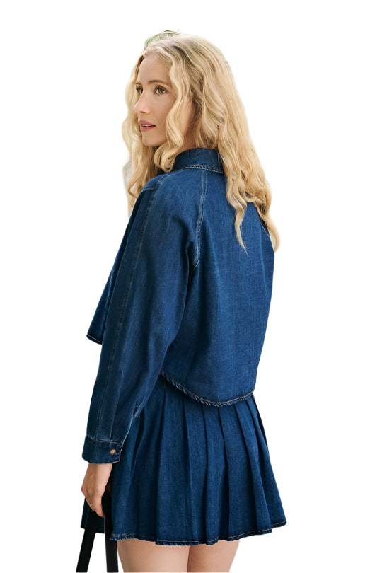 Clever Alice Denim Pleated Skirt