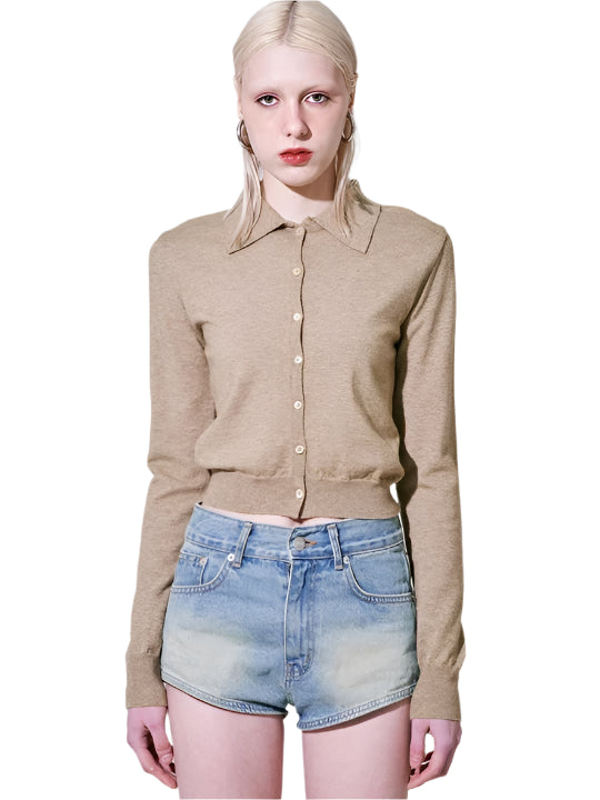 Clever Alice Collared Button- Down Cardigan