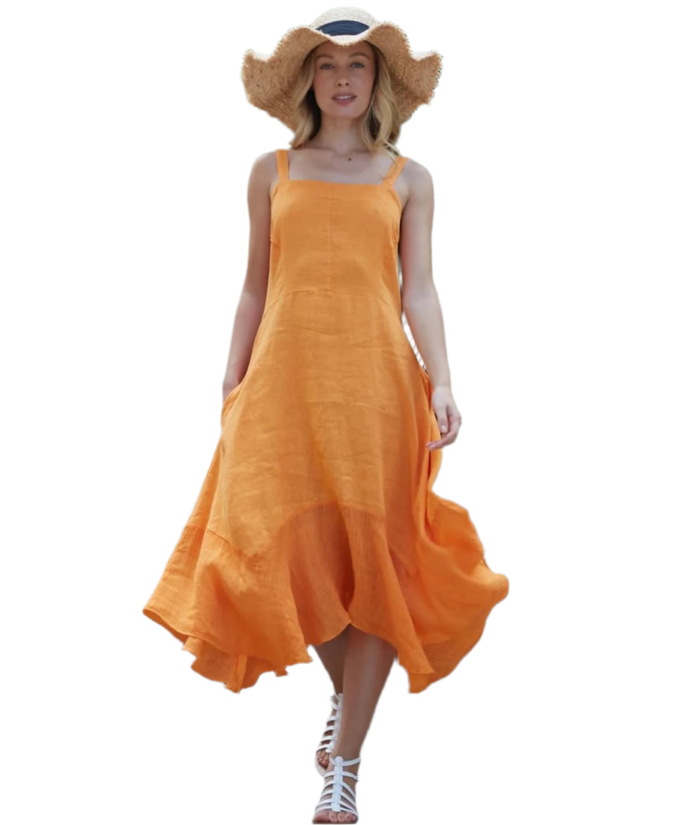 Inizio Linen Straight Neck Dress in Multiple Colors