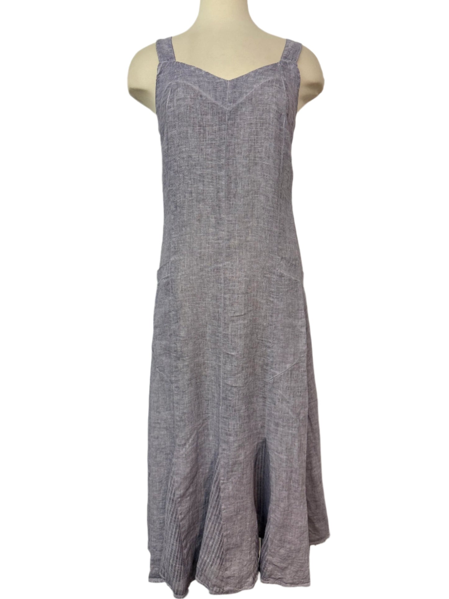 Inizio Grey V neck Linen Dress