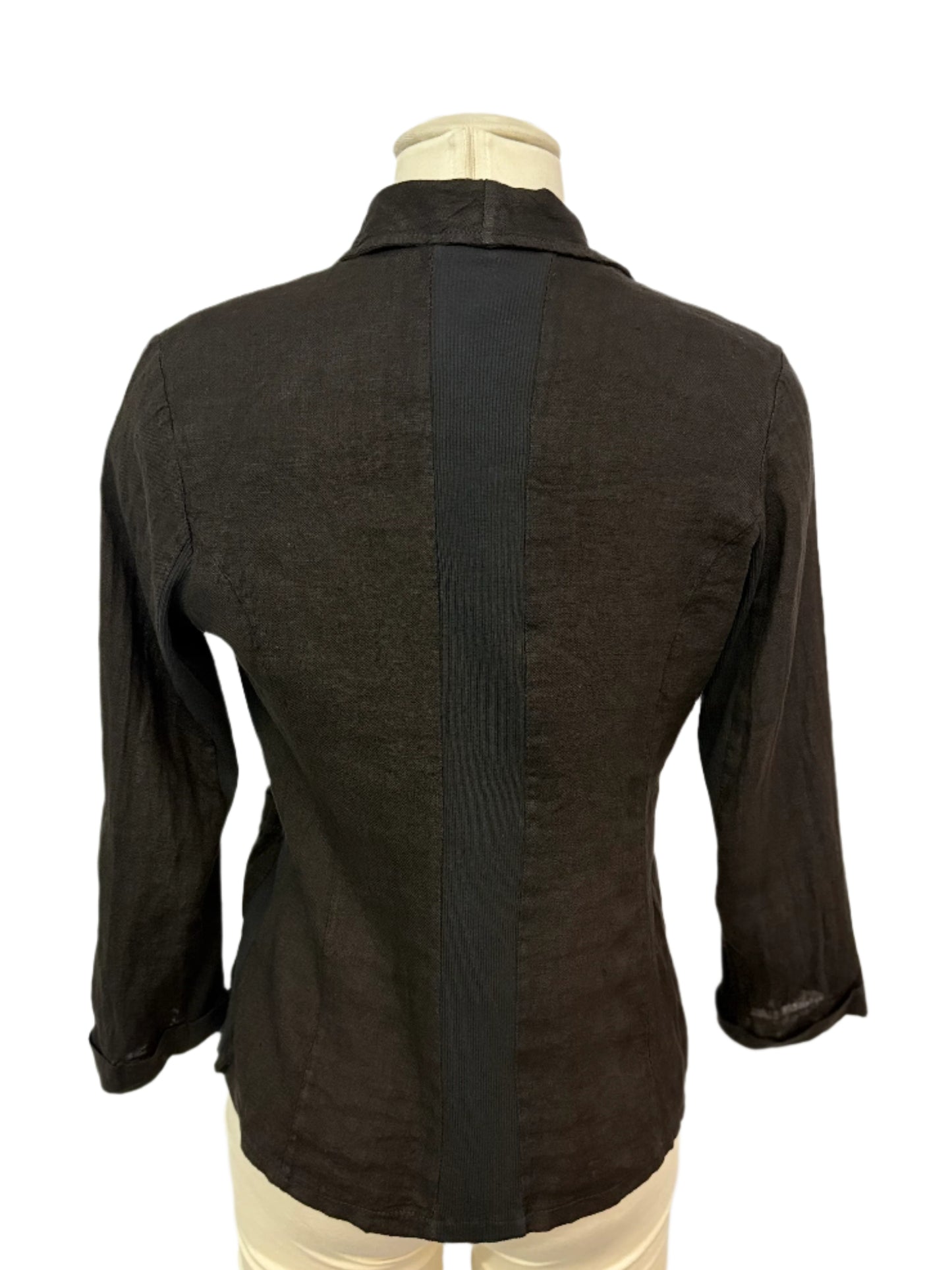 Inizio Black Fitted Linen Jacket