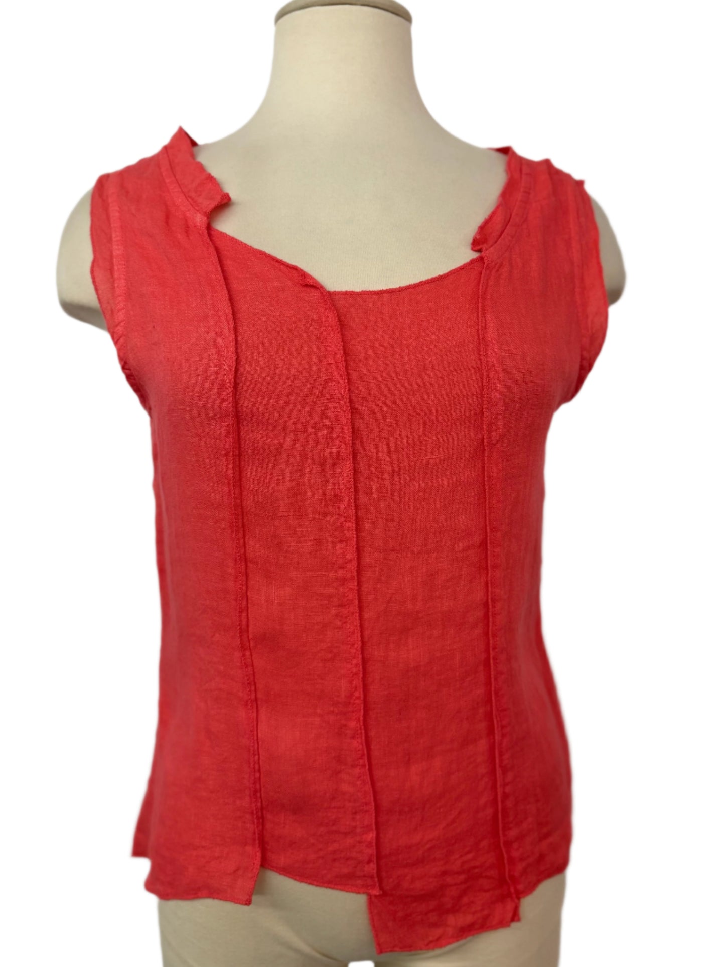 Inizio Coral Pinky Orange Linen Top