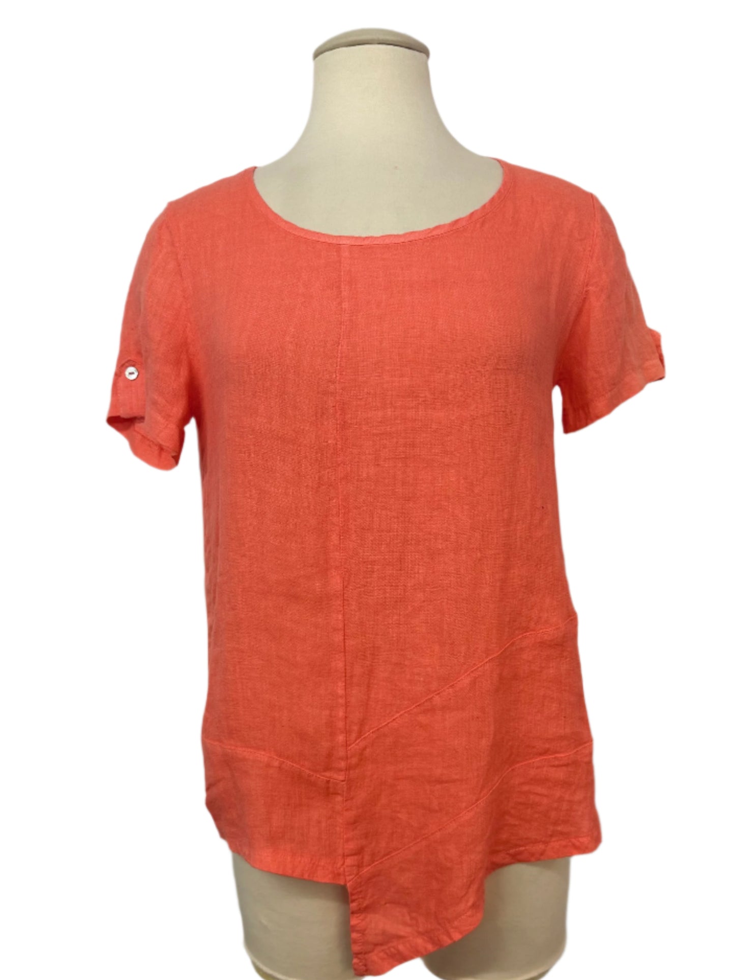 Inizio Coral Pinky Orange Linen Top