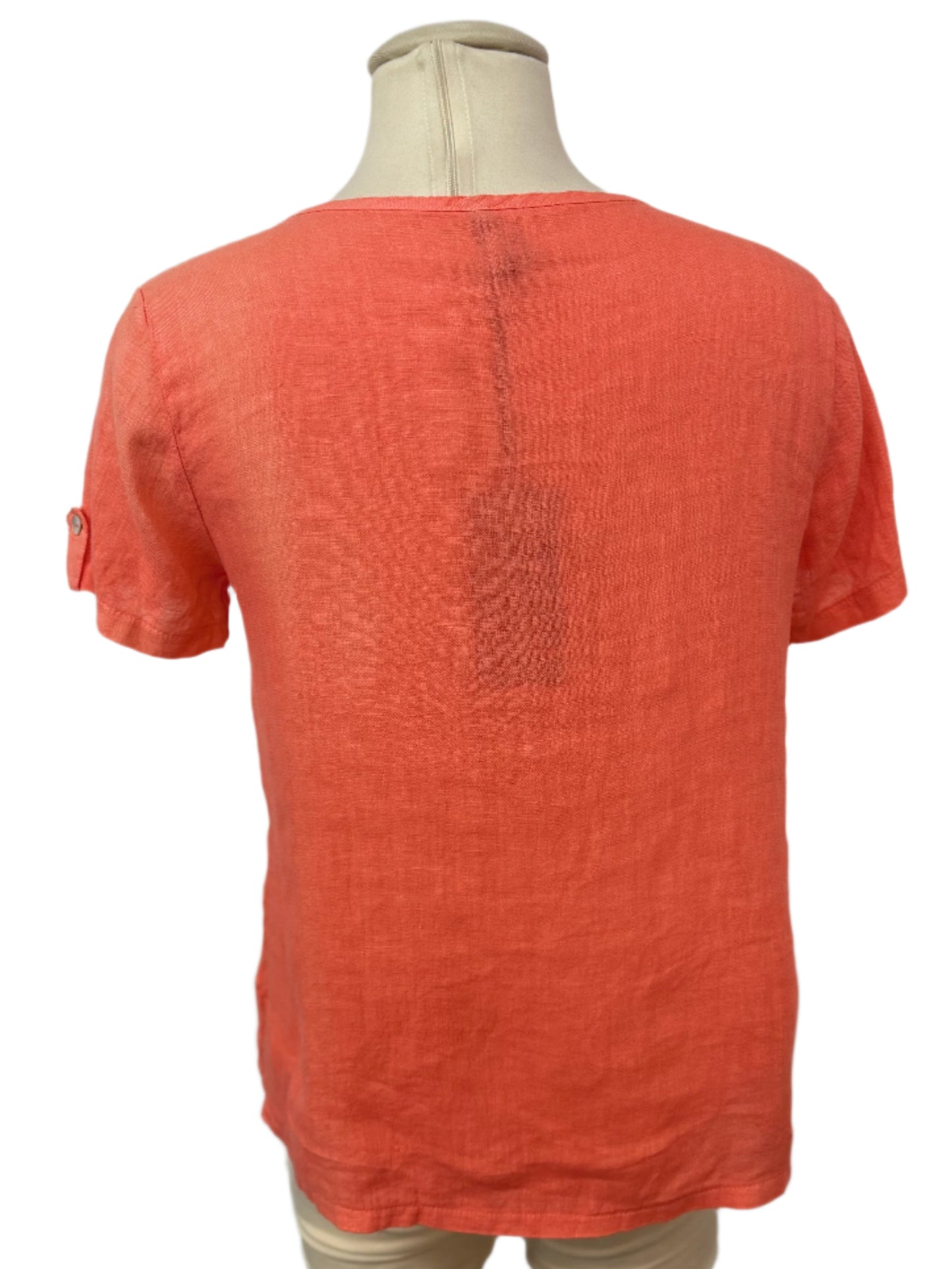 Inizio Coral Pinky Orange Linen Top