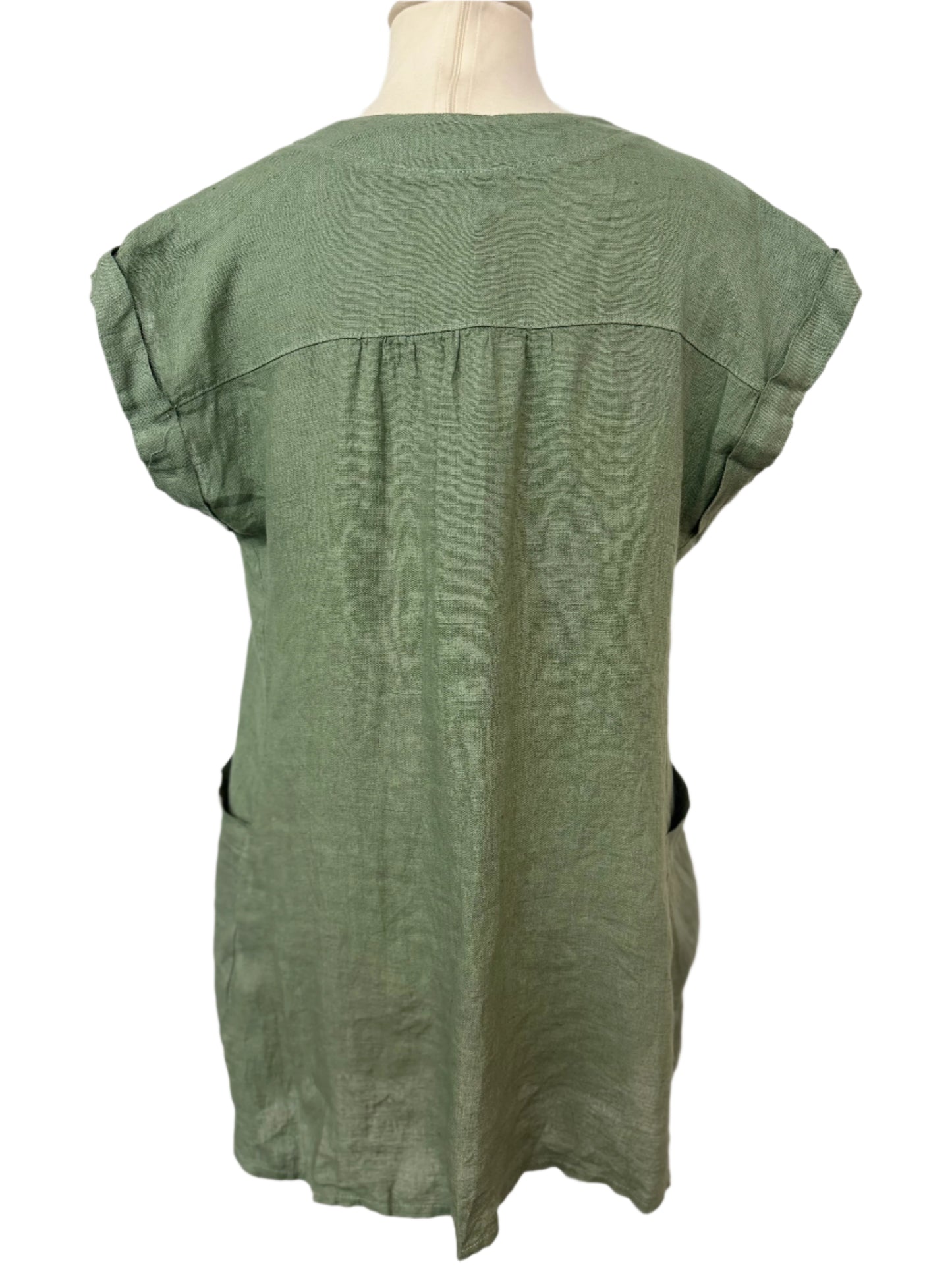 Inizio Olive Green Linen Mini Dress