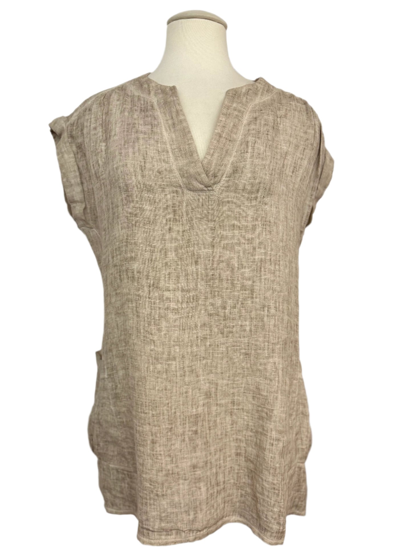 Inizio Sand V-neck Mini Dress