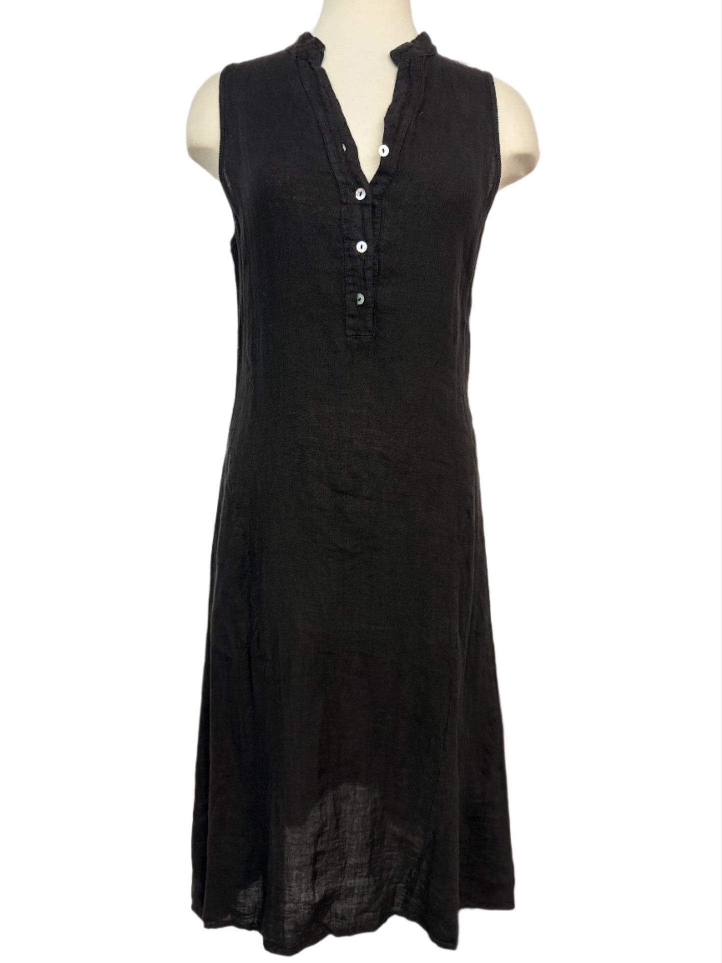 Inizio Black Linen V-neck Dress