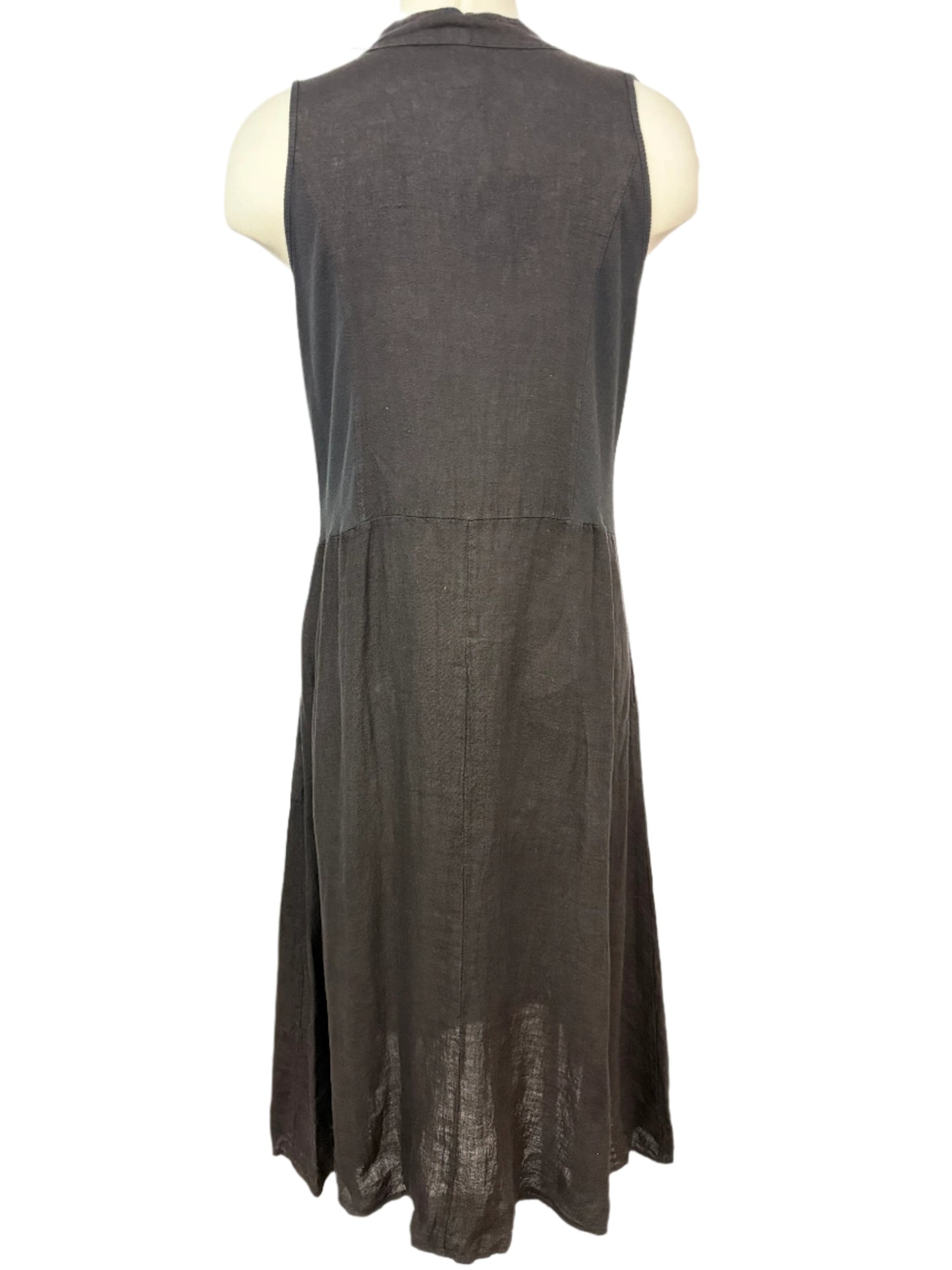 Inizio Black Linen V-neck Dress