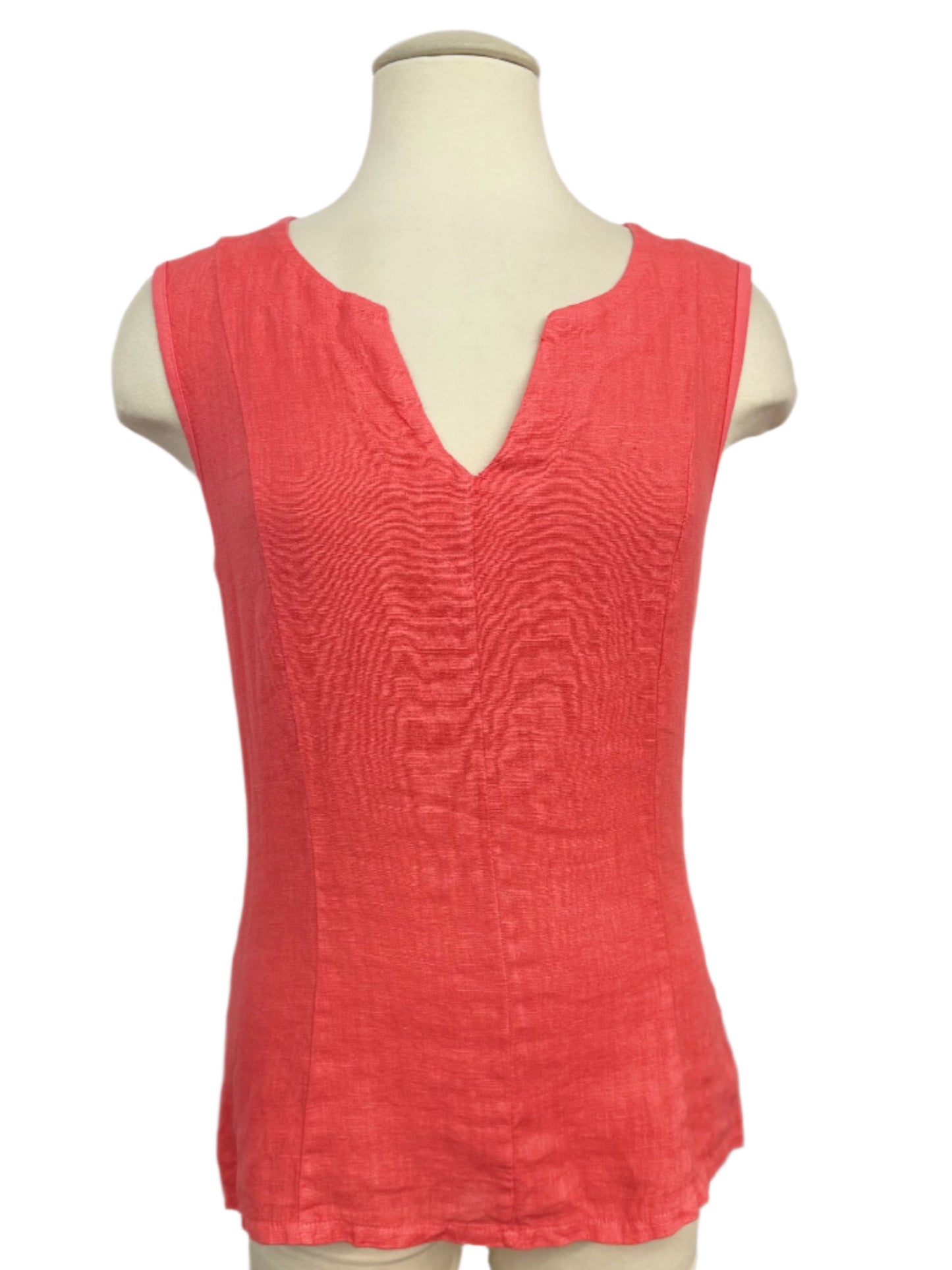 Inizio Flamingo Pink Linen V-Neck Top
