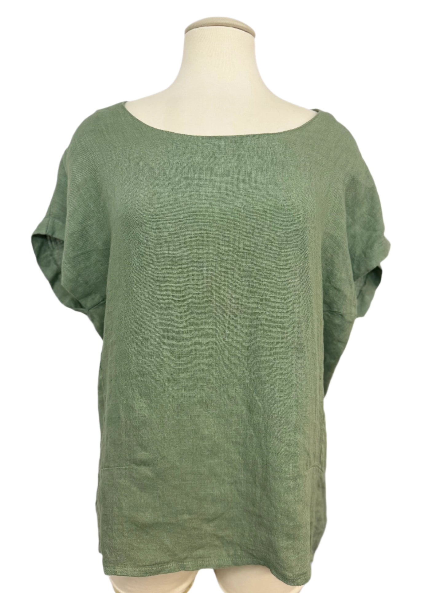 Inizio Olive Green Linen Top