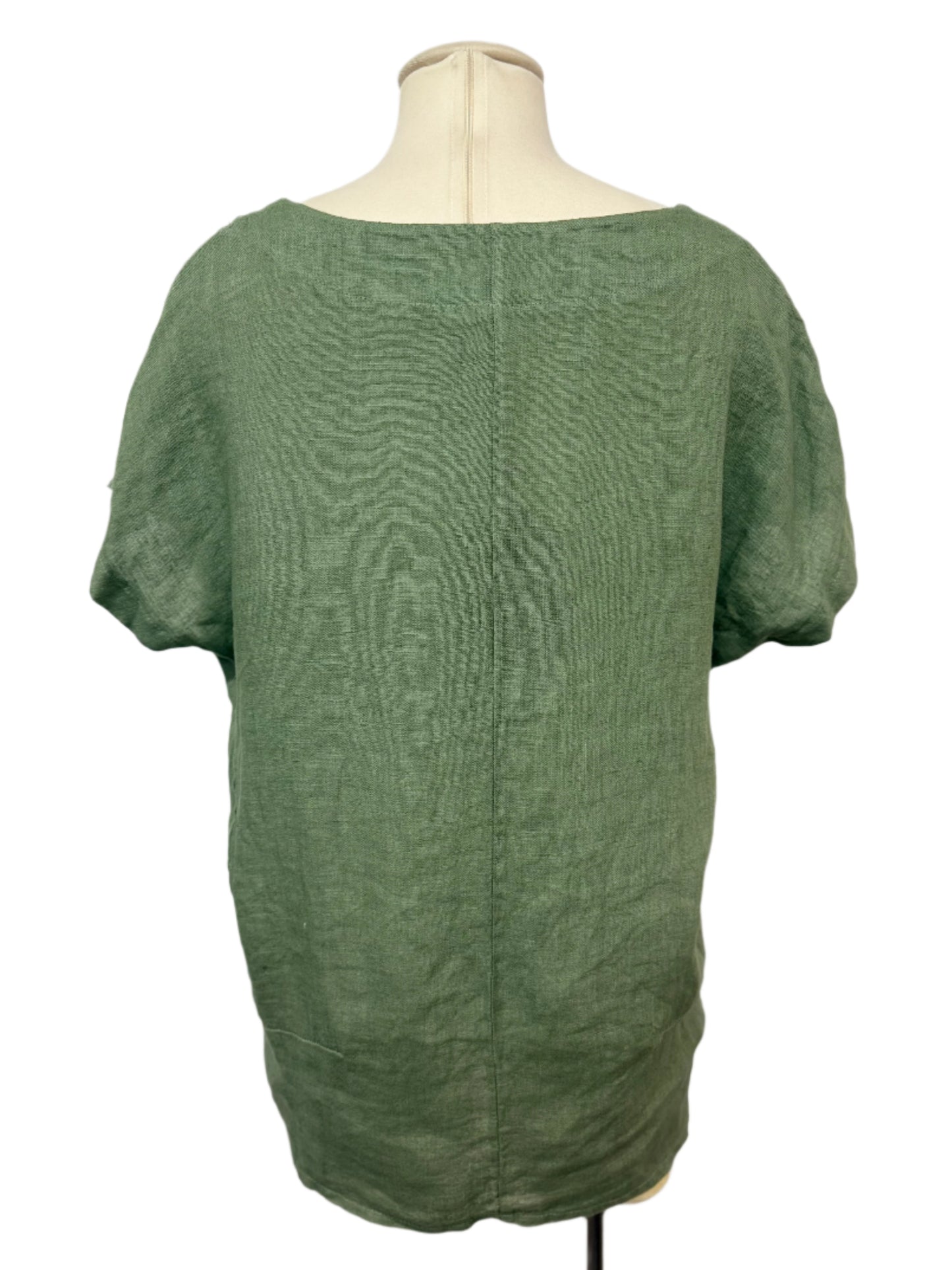 Inizio Olive Green Linen Top