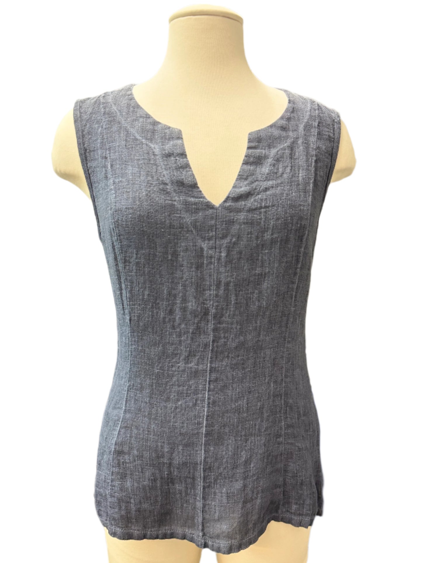 Inizio Grey Blue Linen Top