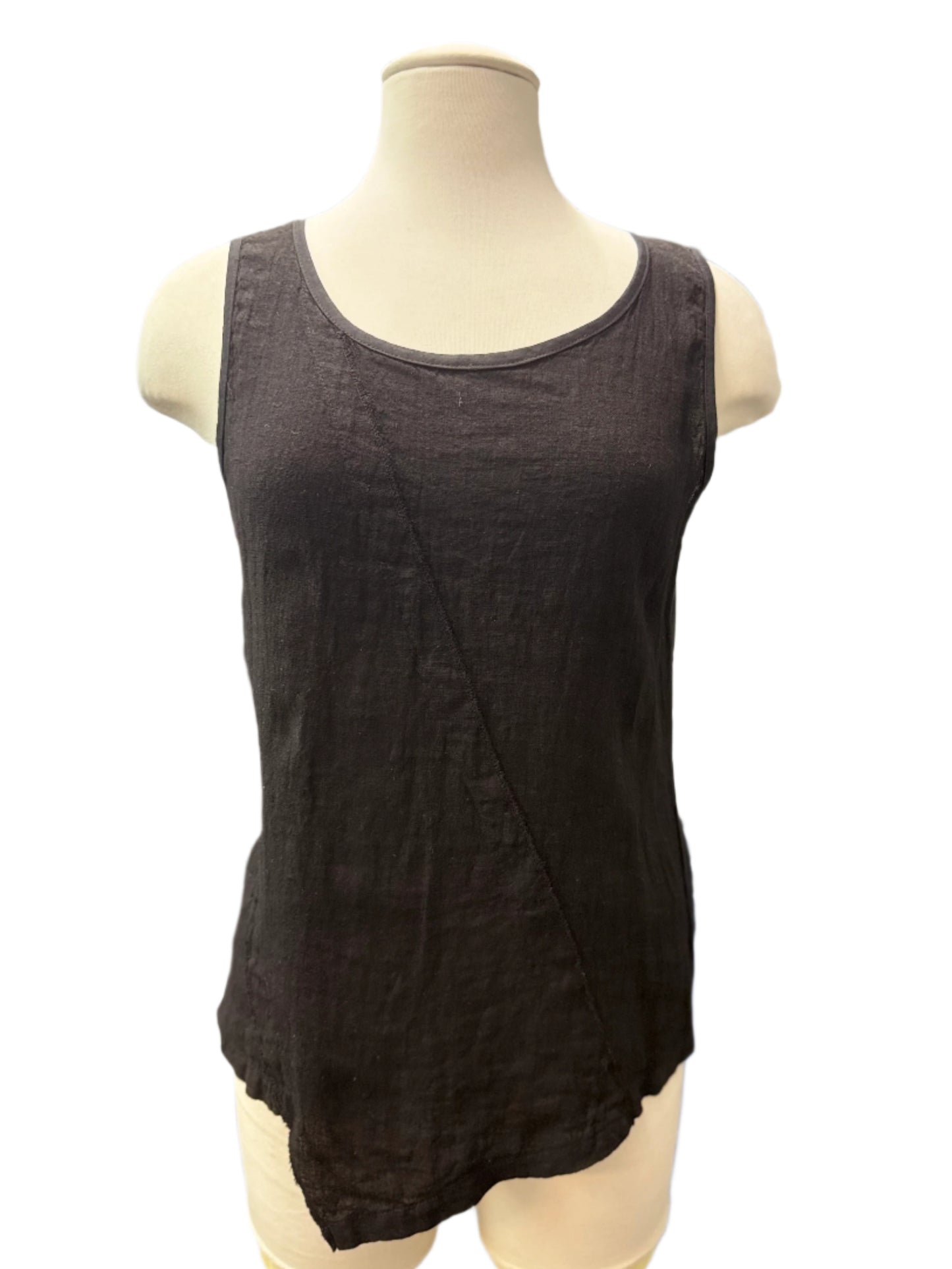 Inizio Black Linen Tank Top