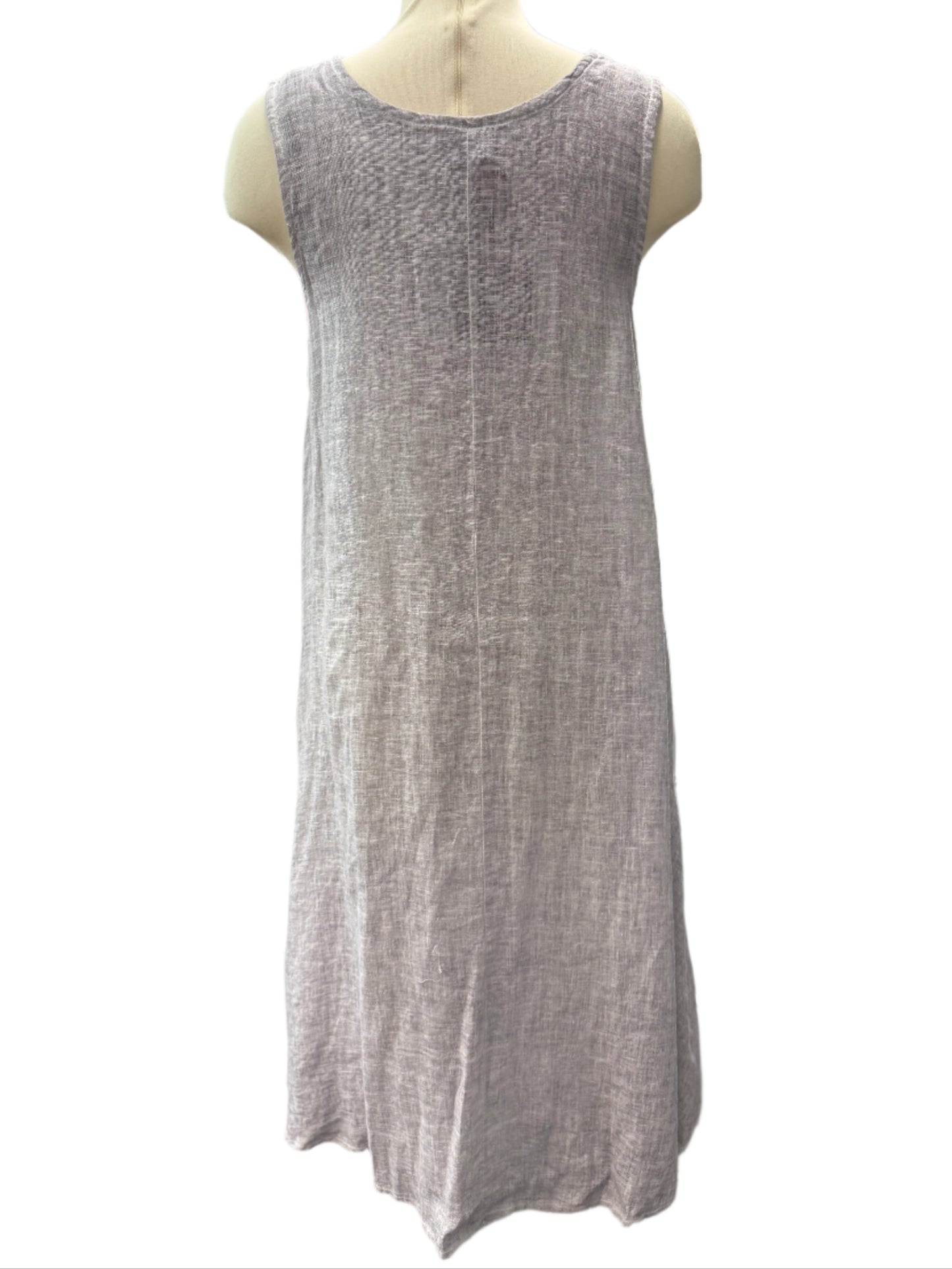 Inizio Light Grey Linen Dress with Pockets