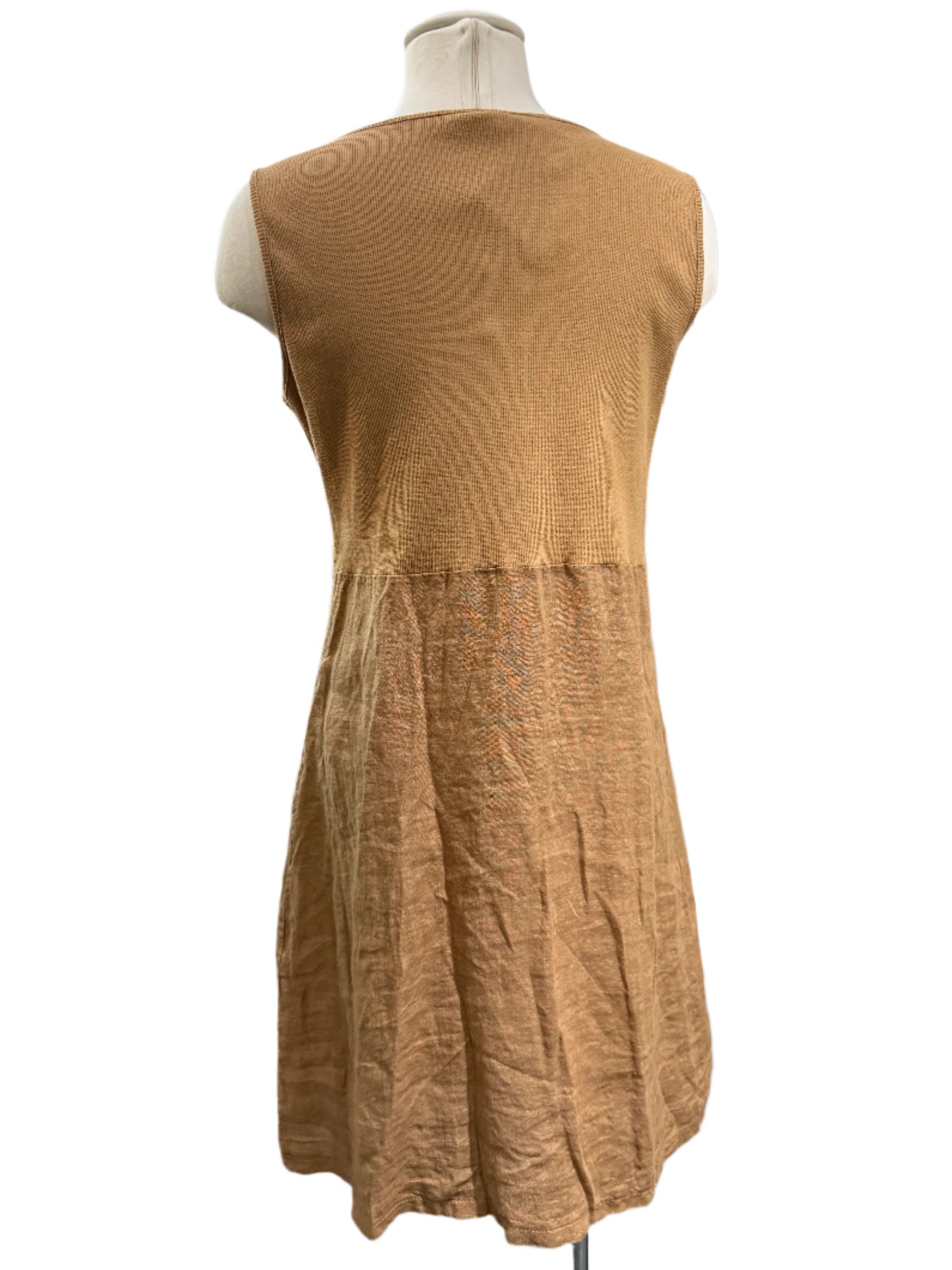 Inizio Brown Zipper Linen Dress - clever alice