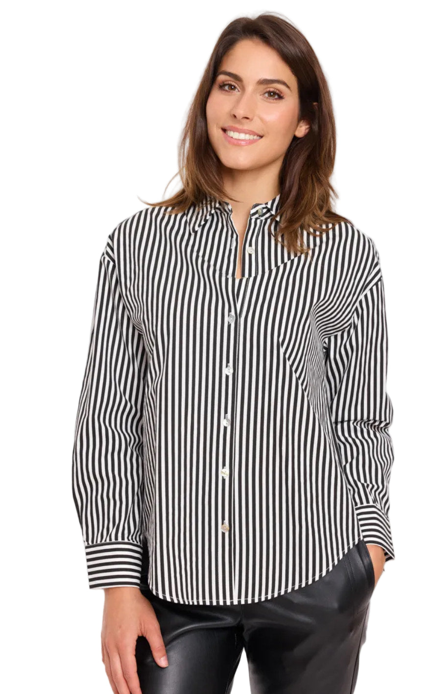 Sweewe Paris Classic Striped Button-Up in Black