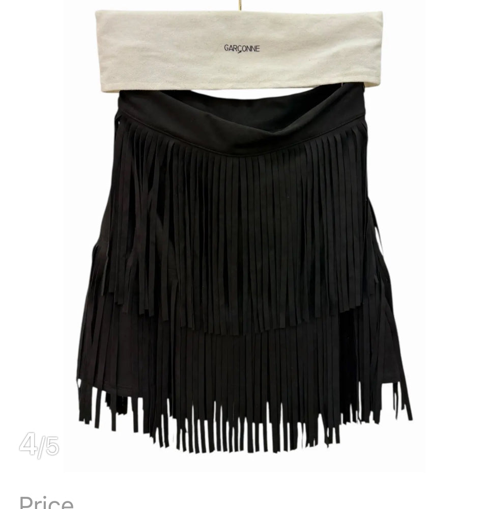 Garconne Fringe Mini Skirt