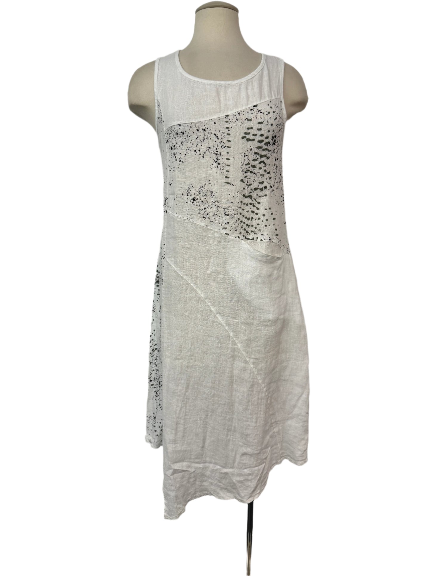 Inizio Paint Splatter Linen Tank Dress