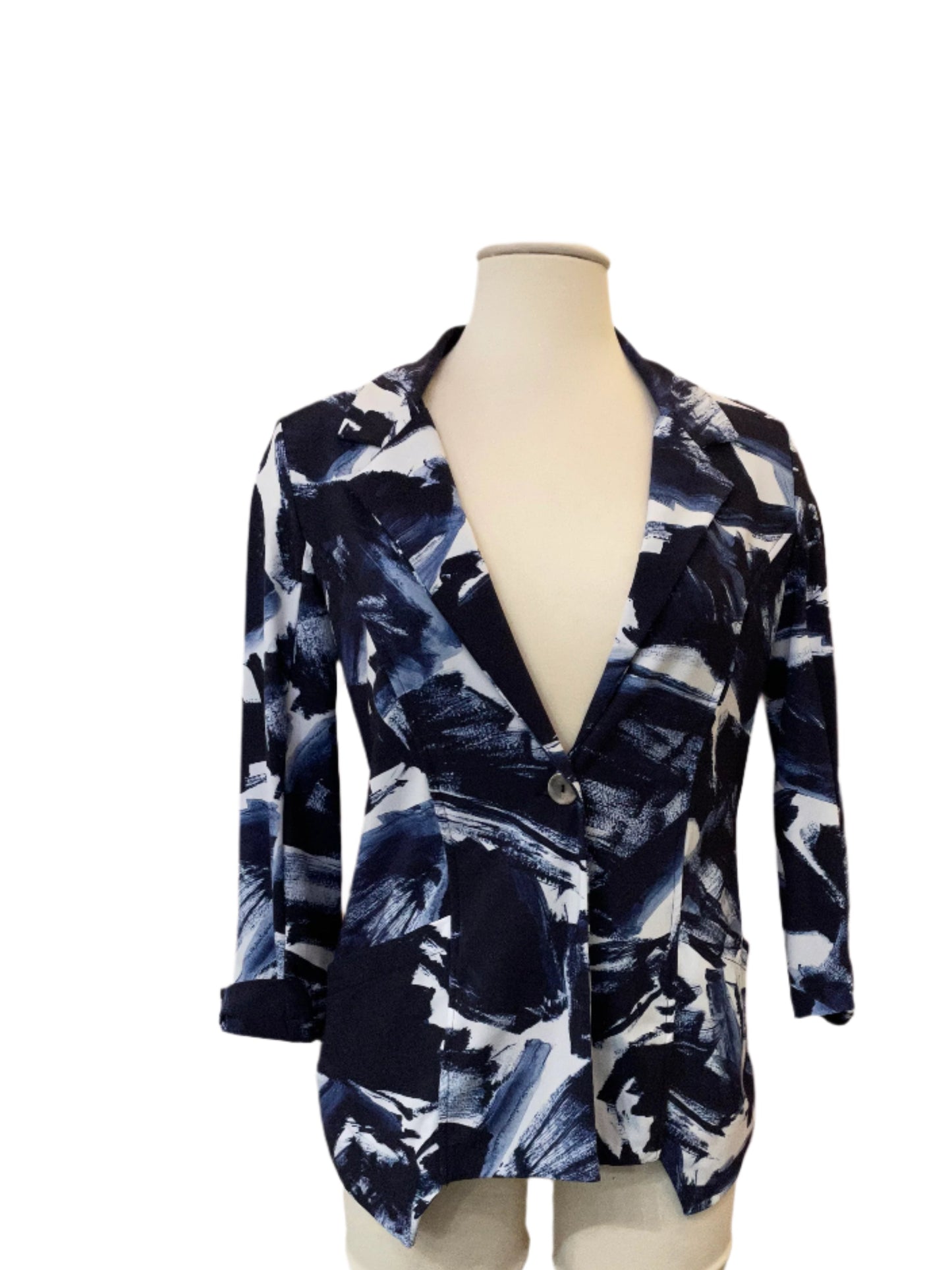 Porto Jet Jersey Blazer in Blue and White Pattern
