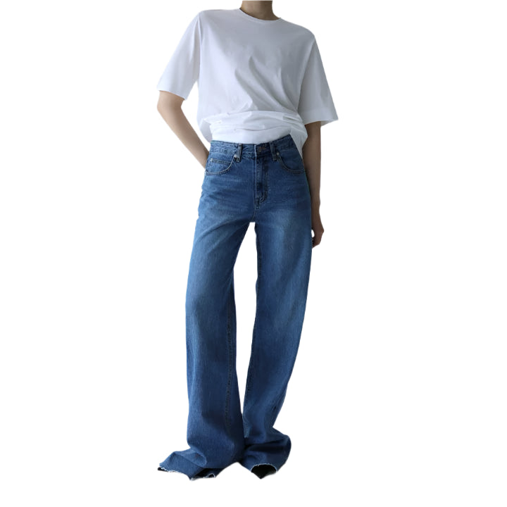 Clever Alice Classic Low Cut Wide Fit Mid Blue Jeans