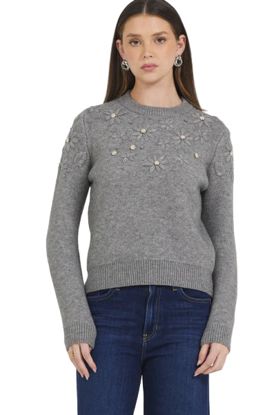 Stellah Floral Embroidered Sweater (no gems featured on sample)