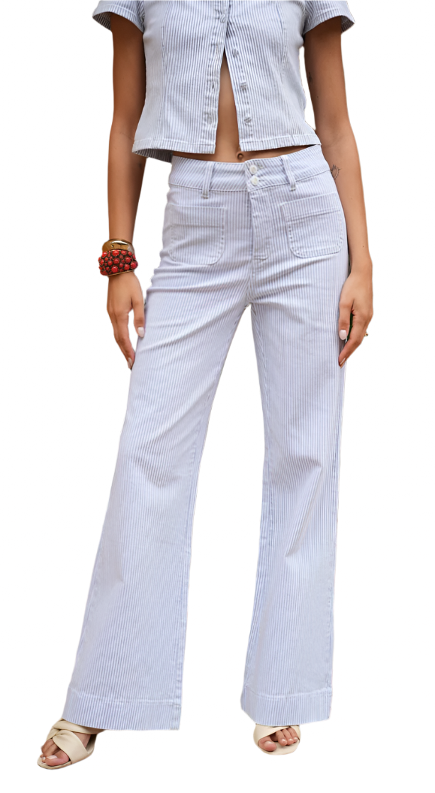 Oraije Paris Elena Full Length Blue Jeans in Stripe