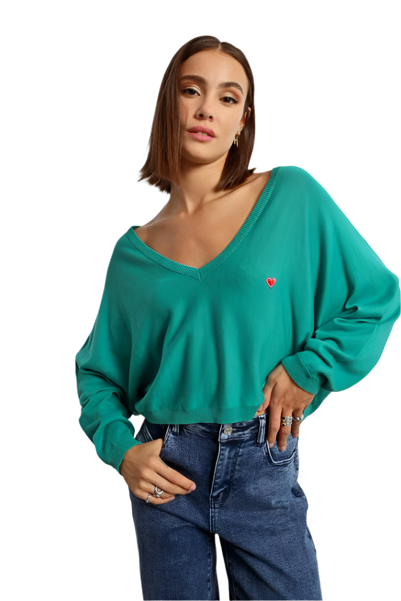 Molly Bracken Heart Cropped Sweater
