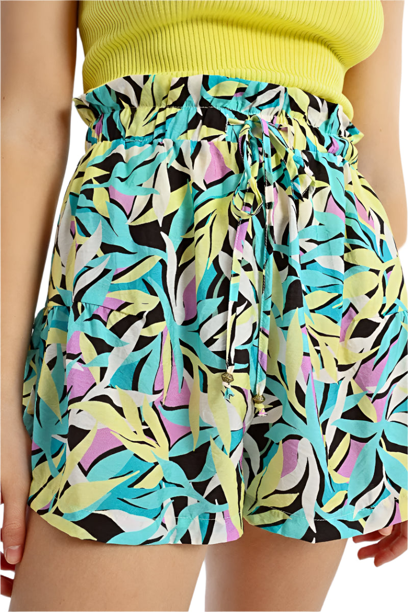 Molly Bracken High Waisted Green Printed Shorts