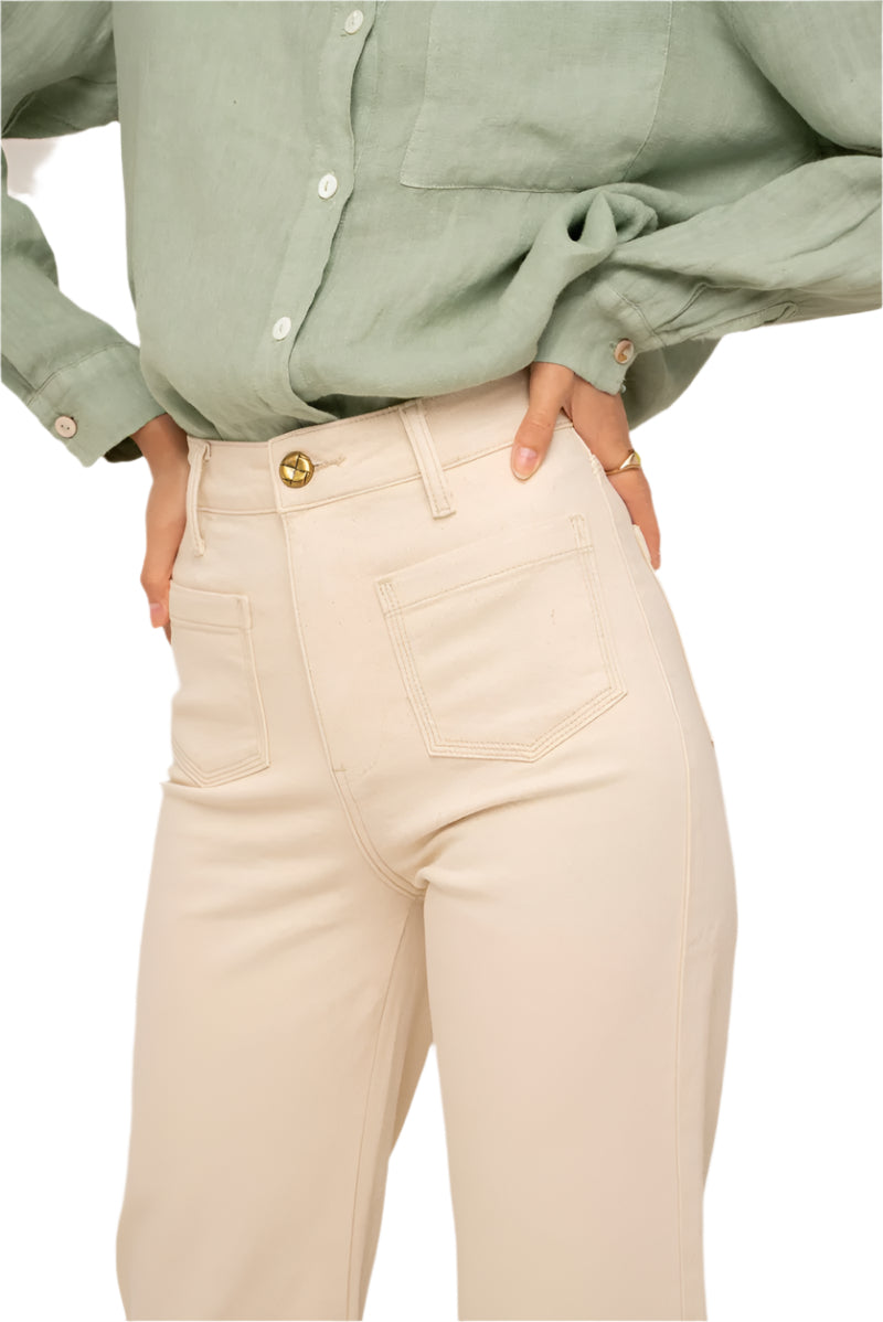 Oraije Paris Gasparette Wide Jeans in Beige Natural