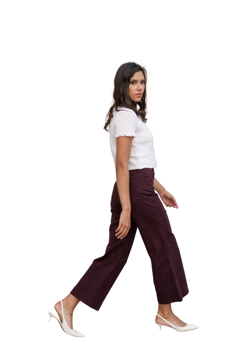 Oraije Paris Gasparette Cropped Denim in Bordeaux