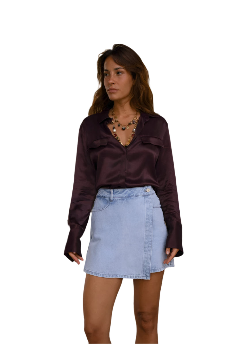 Oraije Paris Jadene Skort in Light Denim - clever alice