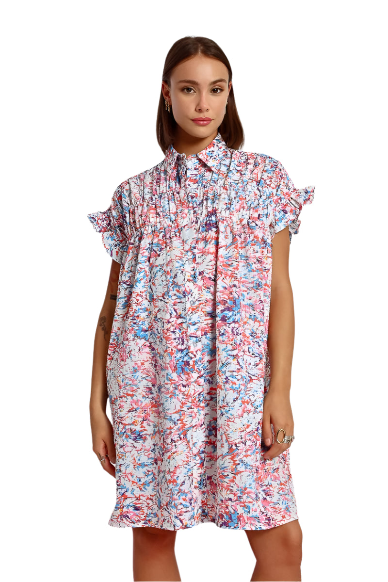 Molly Bracken Printed and Gathered Dress