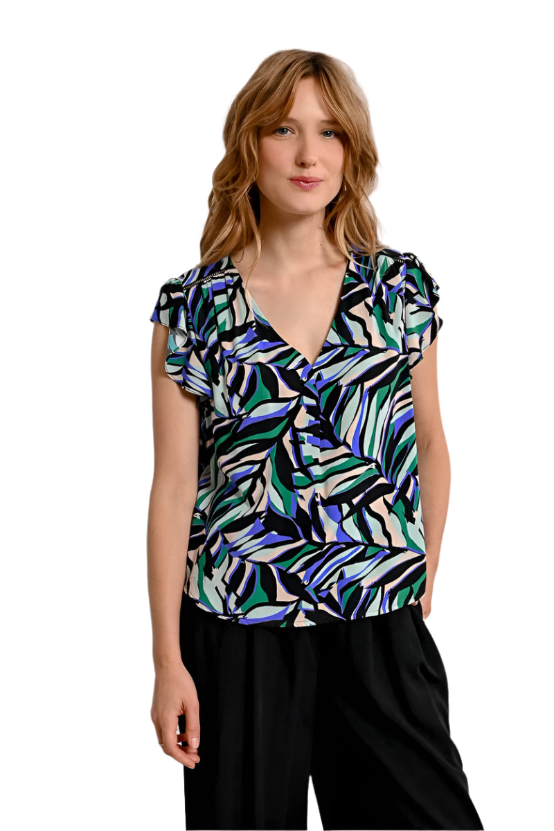 Molly Bracken Top With Ruffled Sleeves