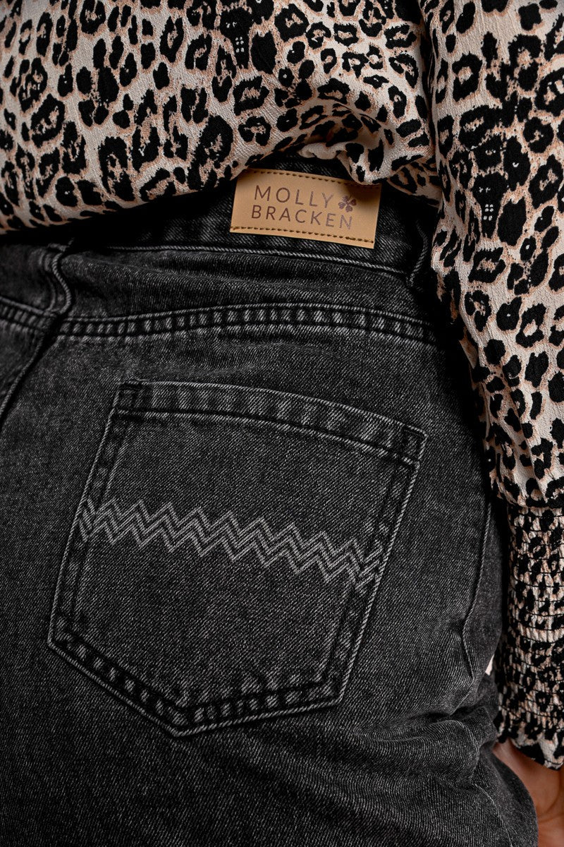 Molly Bracken Wide Denim Shorts in Black
