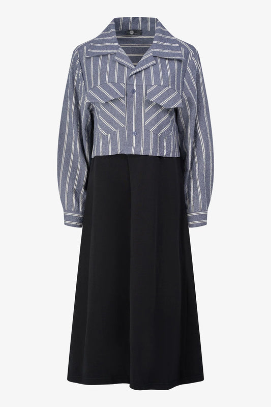 M Made In Italy  Knit Combo Long Sleeve Dress
