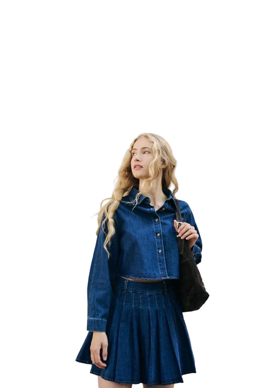 Clever Alice Cropped Denim Shacket