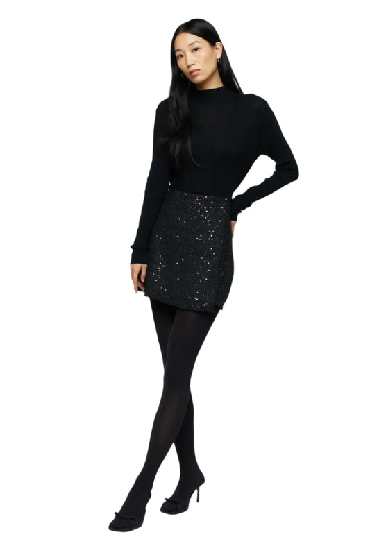 Wild Pony Short skirt in black sequined - clever alice
