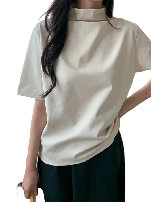 Clever Alice Mock Neck Short Sleeve Tee