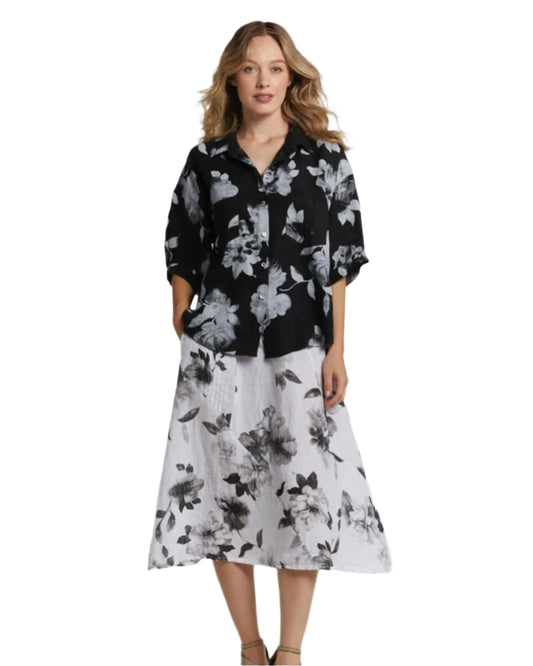 Inizio Linen Floral Skirt in Multiple Colors