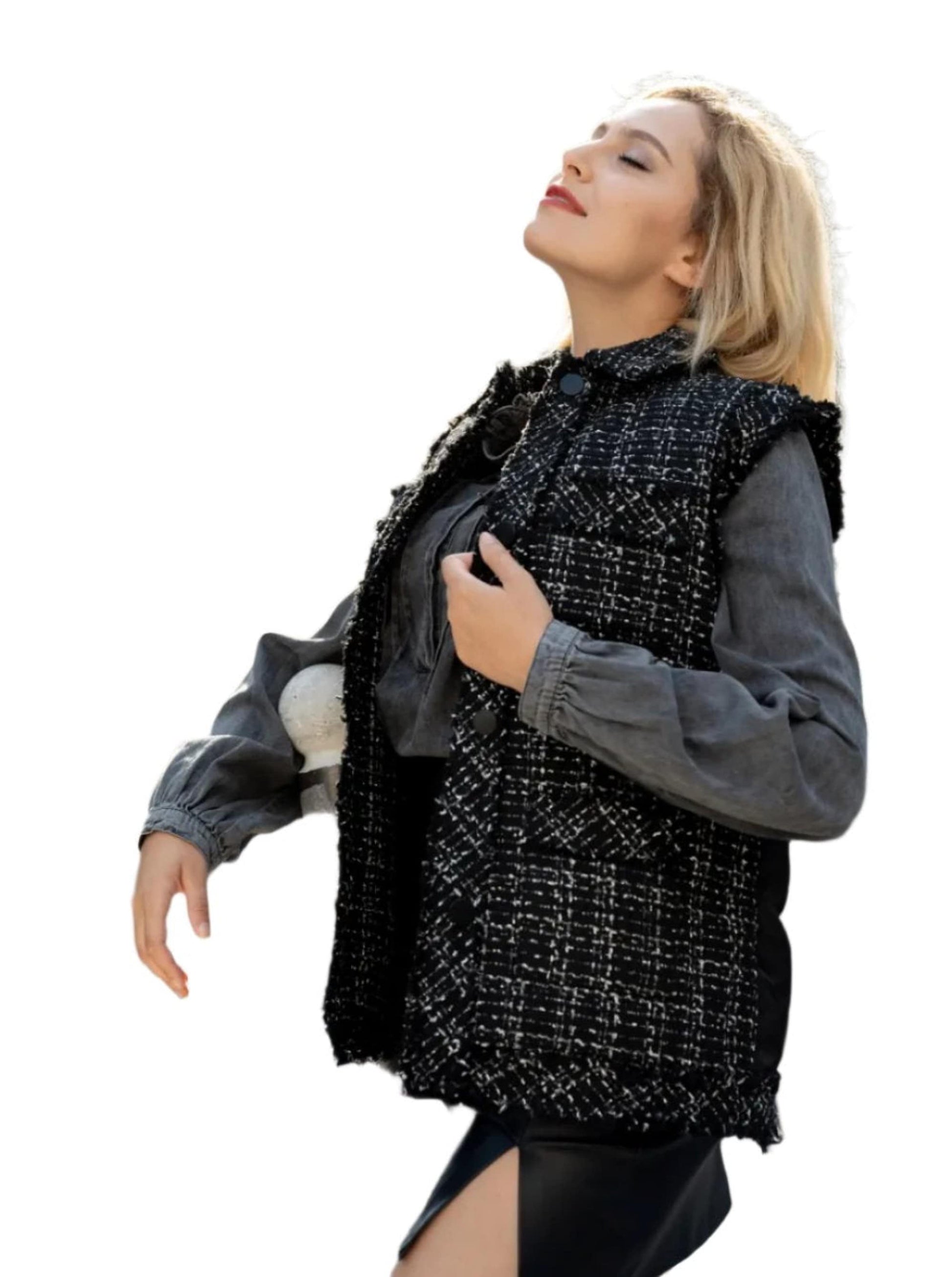 Clever Alice Tweed Puffer Vest 