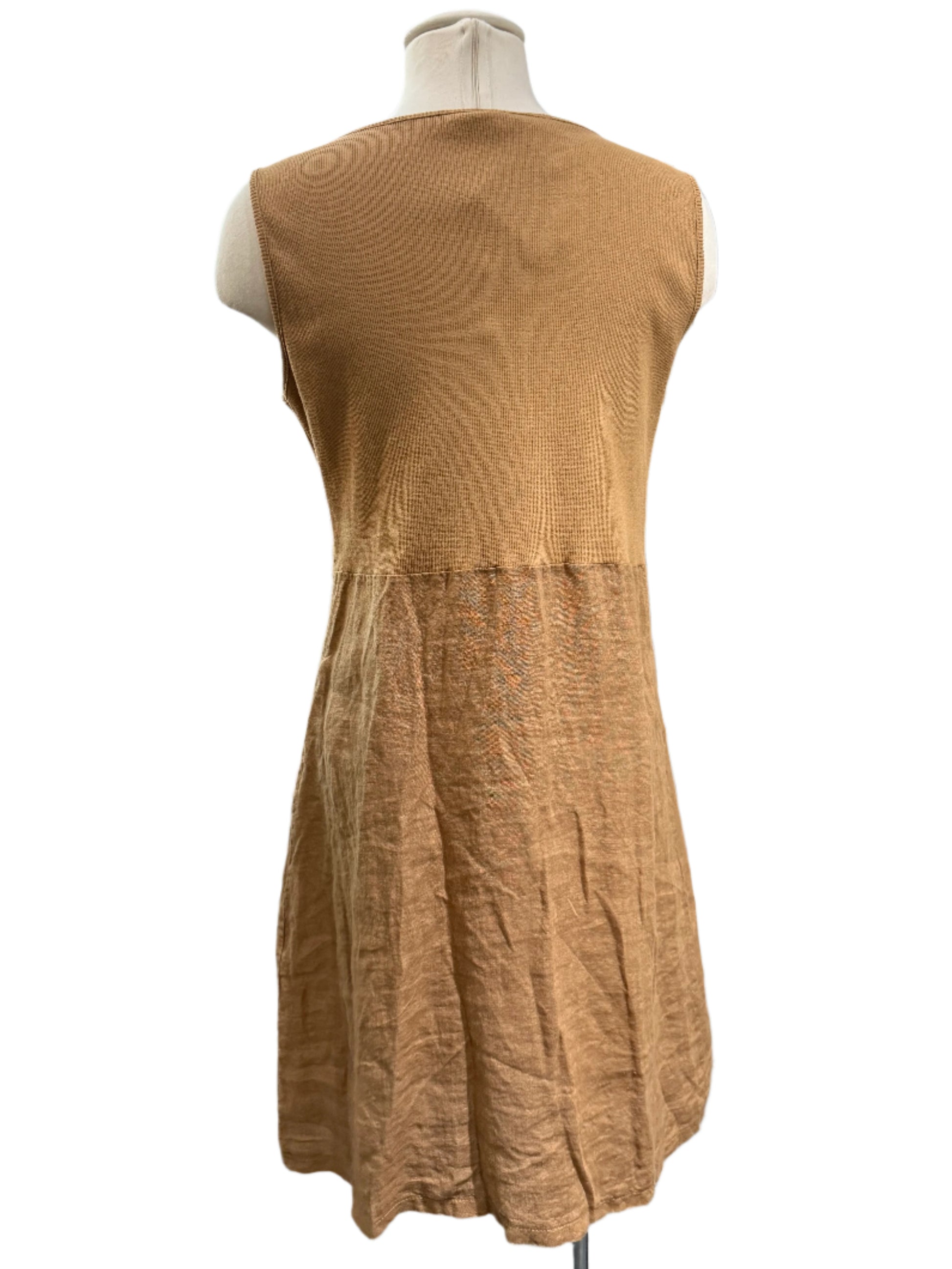 Inizio Brown Zipper Linen Dress - clever alice