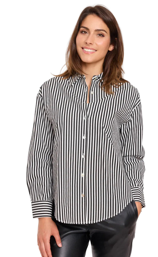 Sweewe Paris Classic Striped Button-Up in Black