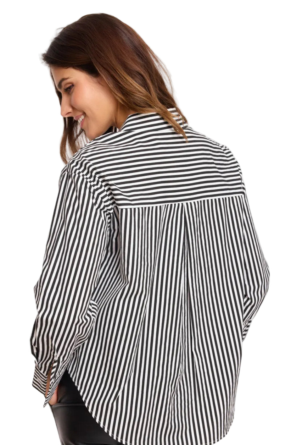 Sweewe Paris Classic Striped Button-Up in Black