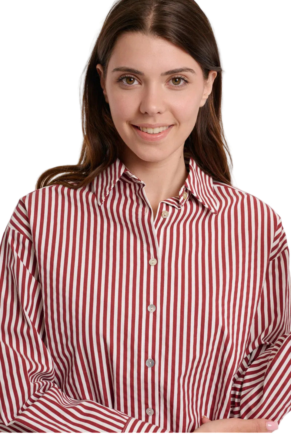 Sweewe Paris Classic Striped Button-Up in Burgundy