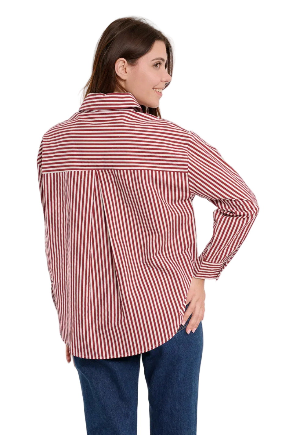 Sweewe Paris Classic Striped Button-Up in Burgundy